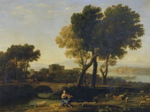 Landschap met Apollo die het vee van Admetus bewaakt en Mercurius die ze steelt